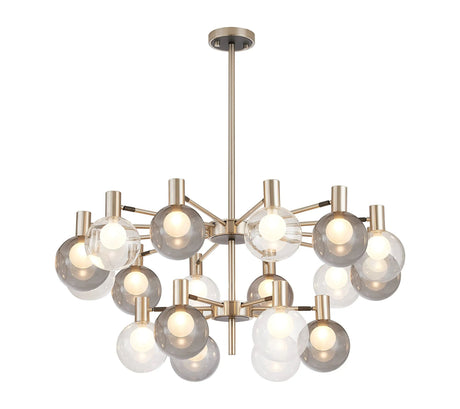 Ekwah Fixed Pendant/Semi Flush Adjustable Arms, 18 Light G9, Satin Nickel/Black/Clear/Frosted White/Smoke Glass Shade