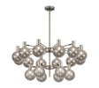Ekwah Fixed Pendant/Semi Flush Adjustable Arms, 18 Light G9, Satin Nickel/Black/Smoke Glass Shade