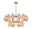 Ekwah Fixed Pendant/Semi Flush Adjustable Arms, 18 Light G9, Satin Nickel/Black/Blush Pink Glass Shade
