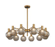 Ekwah Fixed Pendant/Semi Flush Adjustable Arms, 12 Light G9, Brass/Black/Smoke Glass Shade