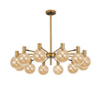Ekwah Fixed Pendant/Semi Flush Adjustable Arms, 12 Light G9, Brass/Black/Amber Glass Shade