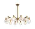Ekwah Fixed Pendant/Semi Flush Adjustable Arms, 12 Light G9, Brass/Black/Clear/Gold Glass Shade