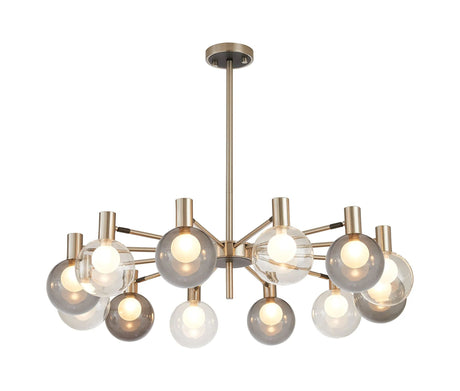 Ekwah Fixed Pendant/Semi Flush Adjustable Arms, 12 Light G9, Satin Nickel/Black/Clear/Frosted White/Smoke Glass Shade