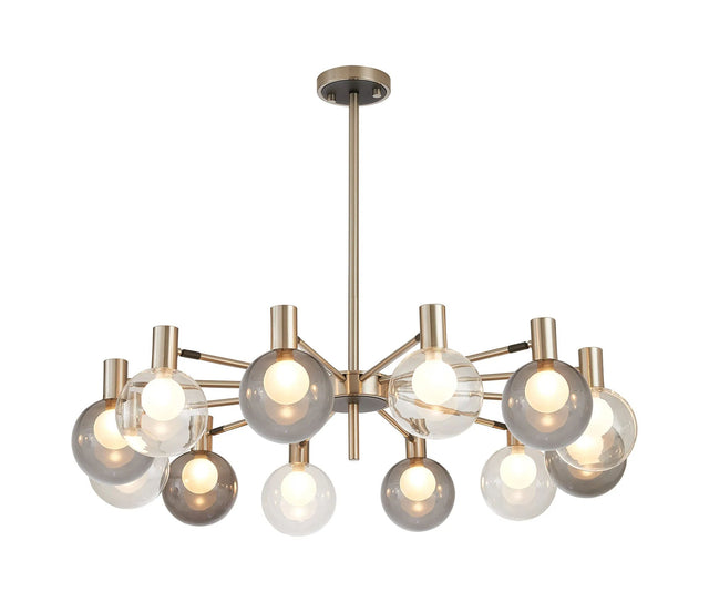 Ekwah Fixed Pendant/Semi Flush Adjustable Arms, 12 Light G9, Satin Nickel/Black/Clear/Frosted White/Smoke Glass Shade