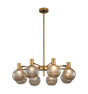 Ekwah Fixed Pendant/Semi Flush Adjustable Arms, 8 Light G9, Brass/Black/Smoke Glass Shade