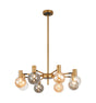 Ekwah Fixed Pendant/Semi Flush Adjustable Arms, 8 Light G9, Brass/Black/Amber/Clear Glass Shade