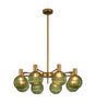 Ekwah Fixed Pendant/Semi Flush Adjustable Arms, 8 Light G9, Brass/Black/Moss Green Glass Shade