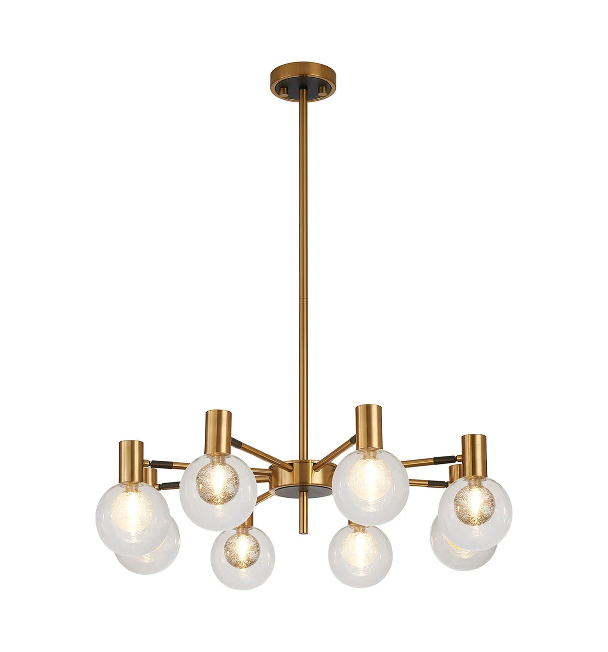 Ekwah Fixed Pendant/Semi Flush Adjustable Arms, 8 Light G9, Brass/Black/Clear/Gold Glass Shade