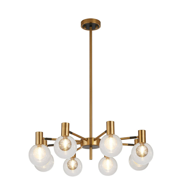 Ekwah Fixed Pendant/Semi Flush Adjustable Arms, 8 Light G9, Brass/Black/Clear/Gold Glass Shade