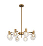 Ekwah Fixed Pendant/Semi Flush Adjustable Arms, 8 Light G9, Brass/Black/Clear/Gold Glass Shade