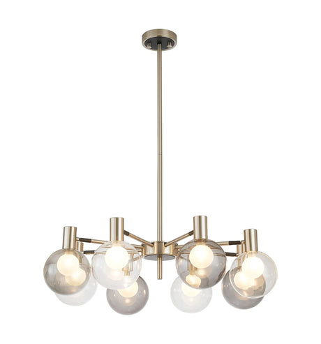 Ekwah Fixed Pendant/Semi Flush Adjustable Arms, 8 Light G9, Satin Nickel/Black/Clear/Frosted White/Smoke Glass Shade