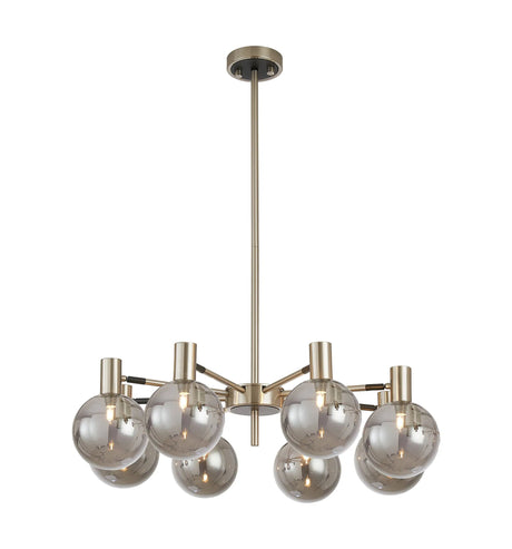 Ekwah Fixed Pendant/Semi Flush Adjustable Arms, 8 Light G9, Satin Nickel/Black/Smoke Glass Shade