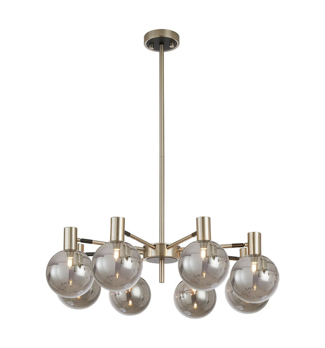 Ekwah Fixed Pendant/Semi Flush Adjustable Arms, 8 Light G9, Satin Nickel/Black/Smoke Glass Shade