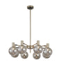 Ekwah Fixed Pendant/Semi Flush Adjustable Arms, 8 Light G9, Satin Nickel/Black/Smoke Glass Shade