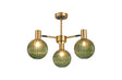 Ekwah Semi Ceiling Adjustable Arms, 3 Light G9, Brass/Black/Moss Green Glass Shade