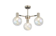 Ekwah Semi Ceiling Adjustable Arms, 3 Light G9, Satin Nickel/Black/7 Colour Iridescent Glass Shade