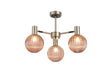 Ekwah Semi Ceiling Adjustable Arms, 3 Light G9, Satin Nickel/Black/Blush Pink Glass Shade