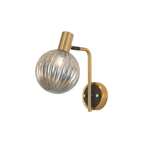 Ekwah Wall Light Adjustable Arm, 1 Light G9, Brass/Black/Smoke Glass Shade