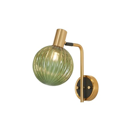 Ekwah Wall Light Adjustable Arm, 1 Light G9, Brass/Black/Moss Green Glass Shade