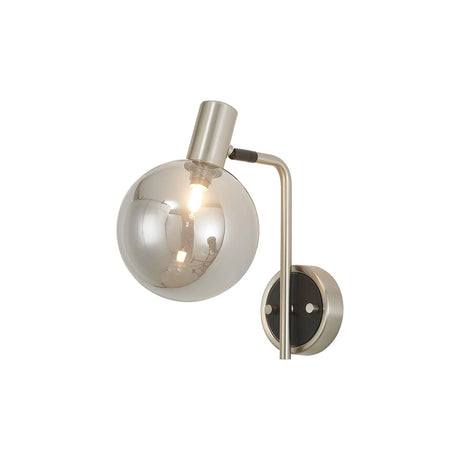 Ekwah Wall Light Adjustable Arm, 1 Light G9, Satin Nickel/Black/Smoke Glass Shade