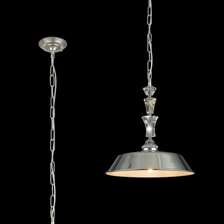 Embieton Crystal Pendant, 1 Light E27, Polished Nickel/Clear Crystal/Chrome 35cm Angled Metal Shade