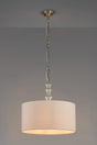 Embieton 2m Crystal Pendant, 1 Light E27, Antique Brass/Clear Crystal/Ivory 50x25cm Faux Silk Shade
