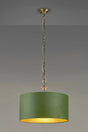Embieton 2m Crystal Pendant, 1 Light E27, Antique Brass/Clear Crystal/Moss Green/Gold 50x25cm Velvet Shade