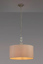 Embieton 2m Crystal Pendant, 1 Light E27, Antique Brass/Clear Crystal/Pebble 50x25cm Faux Silk Shade