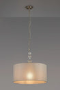 Embieton 2m Crystal Pendant, 1 Light E27, Antique Brass/Clear Crystal/Cement 50x25cm Linen Shade