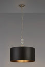 Embieton 2m Crystal Pendant, 1 Light E27, Antique Brass/Clear Crystal/Slate 50x25cm Satin Shade