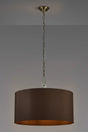Embieton 2m Crystal Pendant, 1 Light E27, Antique Brass/Clear Crystal/Chocolate 60x30cm Faux Silk Shade