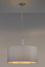 Embieton 2m Crystal Pendant, 1 Light E27, Antique Brass/Clear Crystal/Lunar 60x30cm Faux Silk Shade