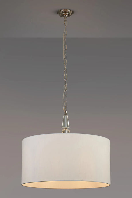 Embieton 2m Crystal Pendant, 1 Light E27, Antique Brass/Clear Crystal/Porcelain 60x30cm Faux Silk Shade