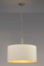 Embieton 2m Crystal Pendant, 1 Light E27, Antique Brass/Clear Crystal/Ivory/Champagne 60x30cm Velvet Shade