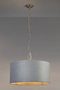 Embieton 2m Crystal Pendant, 1 Light E27, Antique Brass/Clear Crystal/Light Grey 60x30cm Velvet Shade