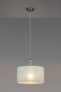 Embieton 1.9m Crystal Pendant, 1 Light E27, Antique Brass/Clear Crystal/Duck Egg 40x22cm Linen Shade