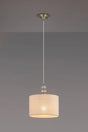 Embieton 1.9m Crystal Pendant, 1 Light E27, Antique Brass/Clear Crystal/Sandstone 30x20cm Linen Shade
