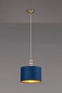 Embieton 1.9m Crystal Pendant, 1 Light E27, Antique Brass/Clear Crystal/Navy/Gold 30x20cm Velvet Shade