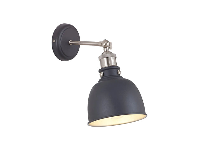 Entwistle Adjustable Wall Lamp, 1 x E27, Graphite/Satin Nickel/Silver