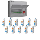 Live Electrical 14-Way Metal 100A Main Switch  DP SPD Loaded with 9 RCBO's Consumer Unit (11 Useable Ways) - LSMC14M-SP