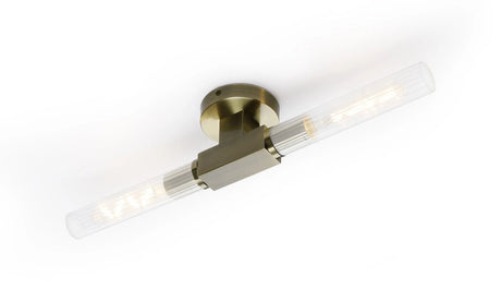 Ferdinand 2 Light Wall/Ceiling, E27, IP44, Antique Brass