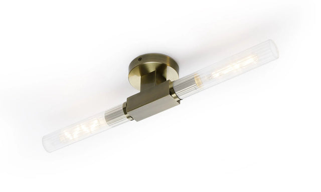 Ferdinand 2 Light Wall/Ceiling, E27, IP44, Antique Brass