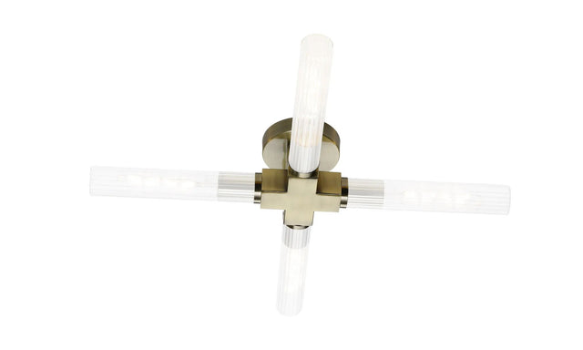 Ferdinand 4 Light Ceiling, E27, IP44, Antique Brass