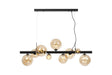 Ferguson Linear Pendant, 9 x G9, Satin Black, Amber Plated Glass