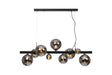 Ferguson Linear Pendant, 9 x G9, Satin Black, Chrome Plated Glass