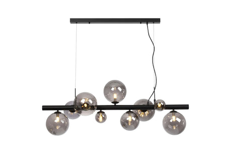 Ferguson Linear Pendant, 9 x G9, Satin Black, Smoke Plated Glass