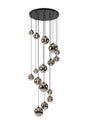 Ferguson Pendant, 16 x G9, Satin Black, Chrome Plated Glass