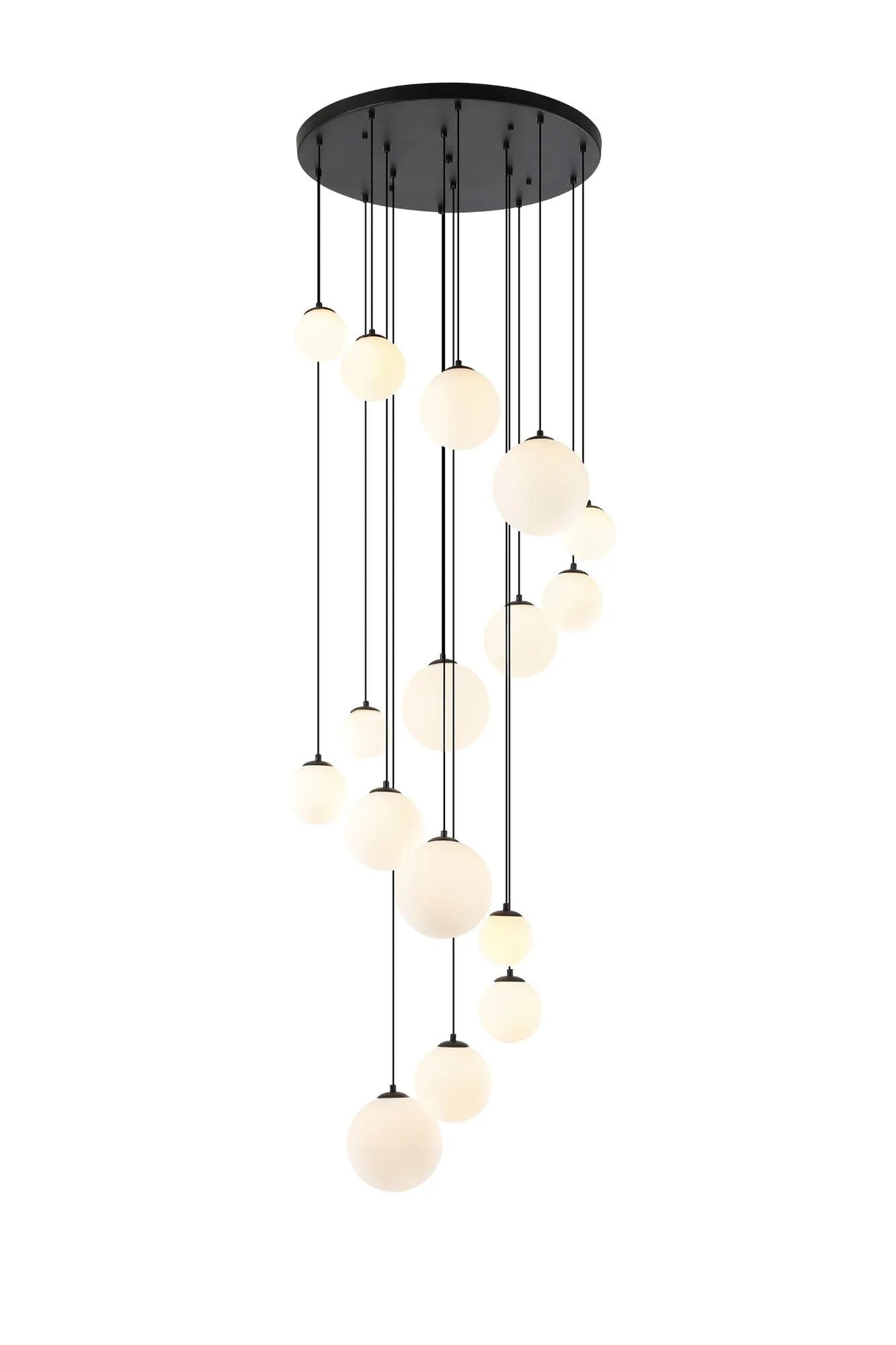 Ferguson Pendant, 16 x G9, Satin Black, Opal Glass