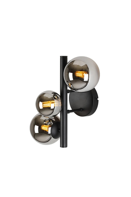 Ferguson Wall Lamp, 3 x G9, Satin Black, Chrome Plated Glass