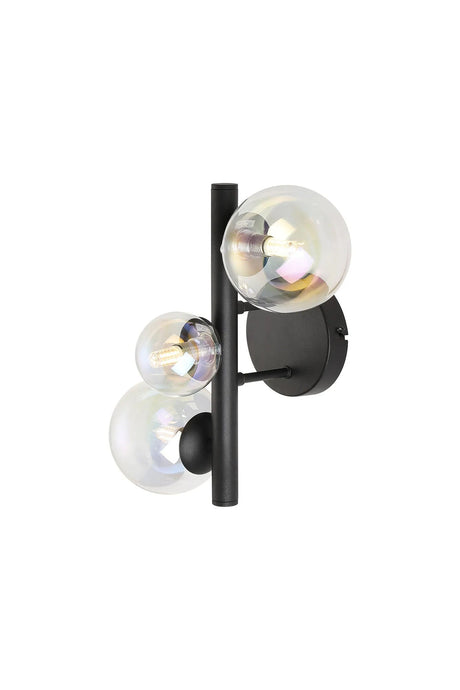 Ferguson Wall Lamp, 3 x G9, Satin Black, Iridescent Plated Glass